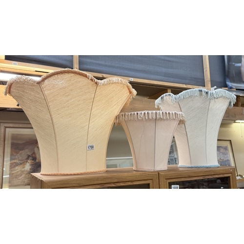 1700 - A quantity of standard lamp shades etc