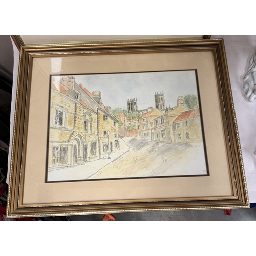 1705 - Two Lincoln watercolours of Brayford Pool & Jews House