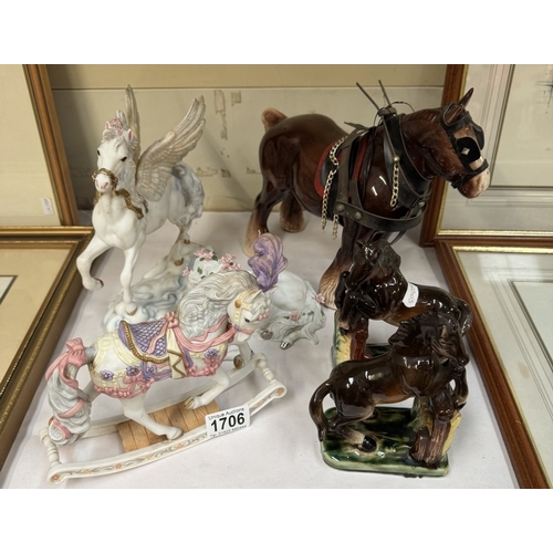 1706 - A selection of ceramic horses including Brook & Bentley