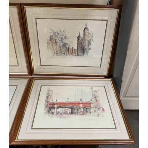 1707 - A set of 6 London pictures including St Pauls etc