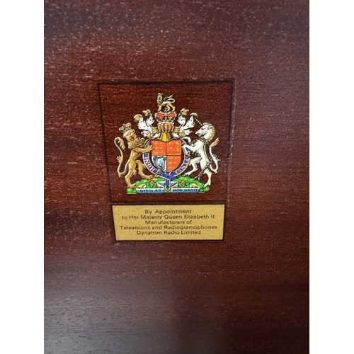 1713 - A Dynatron SRX32 music centre in dark wood radiogram cabinet by Royal Appointment