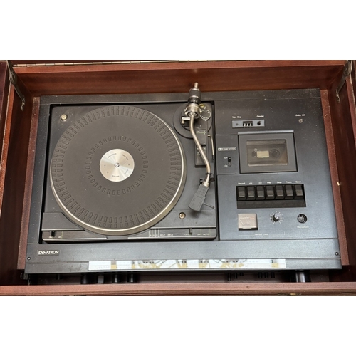 1713 - A Dynatron SRX32 music centre in dark wood radiogram cabinet by Royal Appointment