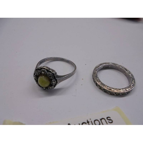 1041 - Two very old silver rings (engagement & wedding), hallmarked and marked silver.