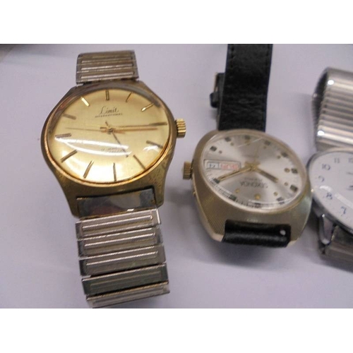 1046 - A quantity of vintage wind-up gents watches (four keep excellent time).