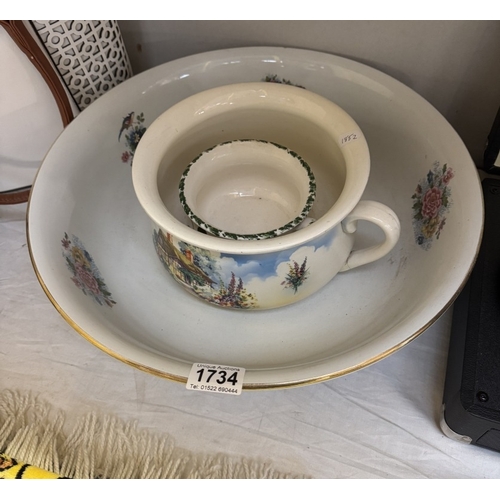 1734 - A large vintage bowl etc