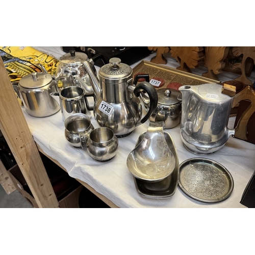 1738 - Some metal tea ware mainly teapots & coffee pots (One by Picquot)