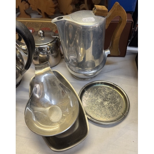 1738 - Some metal tea ware mainly teapots & coffee pots (One by Picquot)