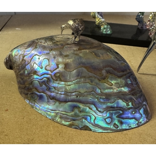 1746 - A The Trail Of The Painted Ponies ornament & 2 New Zealand Paua shell ornaments featuring Kiwi bird