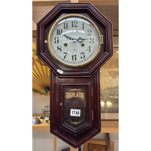 1748 - A 31 day regulator wall clock (No key, no pendulum)