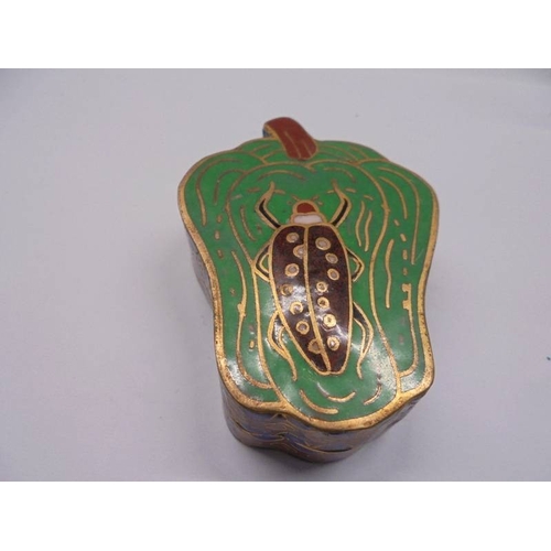 1052 - Five Chinese Cloissonne enamel pill boxes and a handbag mirror.