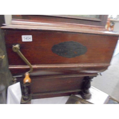 1404 - A 19th century quarter scale street barrel organ piano playing eight tunes, in working order.