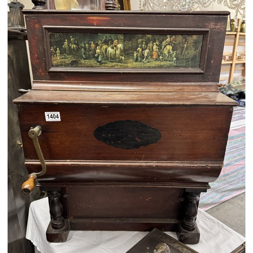 1404 - A 19th century quarter scale street barrel organ piano playing eight tunes, in working order.