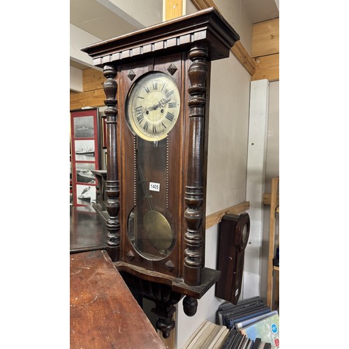 1405 - A 19th century mahogany wall clock.