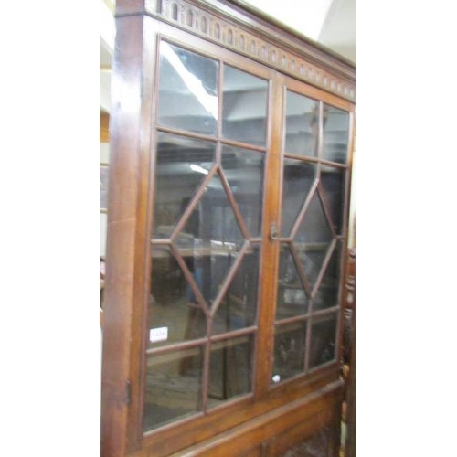 1434 - A good quality oak astragal glazed corner cabinet.