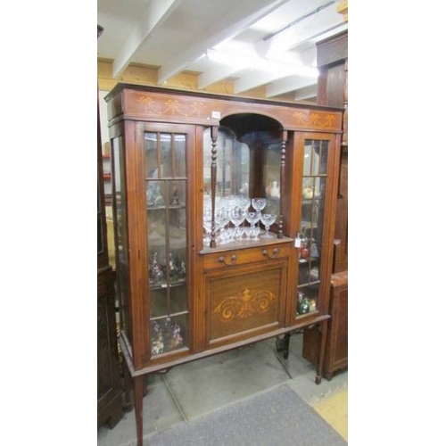 1435 - An Edwardian mahogany inlaid display cabinet.