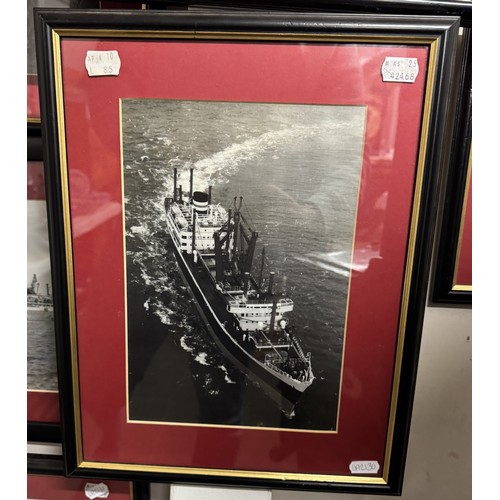 1401 - A large collection of framed and glazed ship/steam liner photographs/prints, all well mounted.