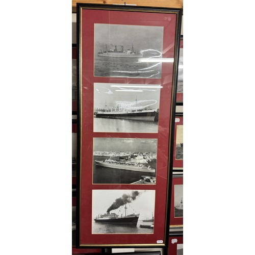 1401 - A large collection of framed and glazed ship/steam liner photographs/prints, all well mounted.