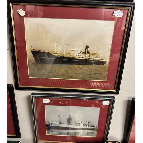 1401 - A large collection of framed and glazed ship/steam liner photographs/prints, all well mounted.