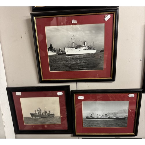 1401 - A large collection of framed and glazed ship/steam liner photographs/prints, all well mounted.