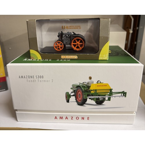 1450 - A boxed Univeral Hobbies UH6021 Amazone S300 Fendt Farmer and 6036 Landini Velite.