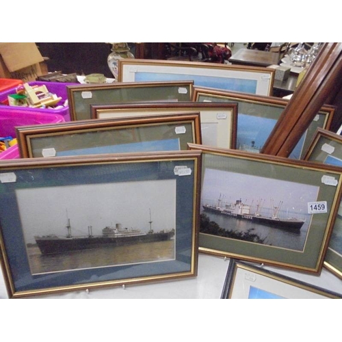 1459 - A large collection of framed and glazed ship/steam liners print/photographs, all well mounted.