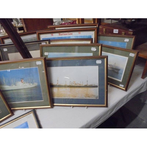 1459 - A large collection of framed and glazed ship/steam liners print/photographs, all well mounted.