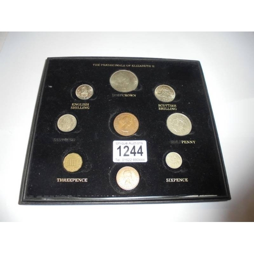 1244 - A set of pre decimal Elizabeth II coins.