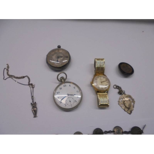 1245 - Two pocket watches, a wrist watch bracelets etc.,