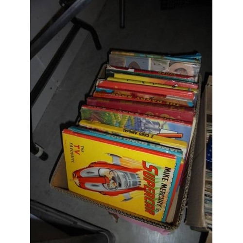 1504 - A quantity of children's annuals including Z cars, James Bond, Supercar etc.,