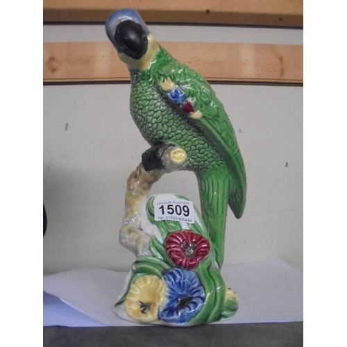 1509 - A Portuguese ceramic parrot, 28 cm.