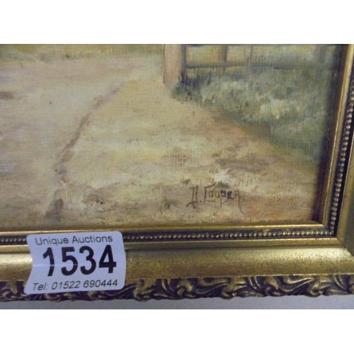 1534 - A framed oil on board - Vista to Lincoln Cathedral signed A Cooper.