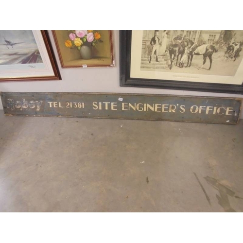 1537 - A large vintage wooden sign for Robey of Lincoln site engineers office.