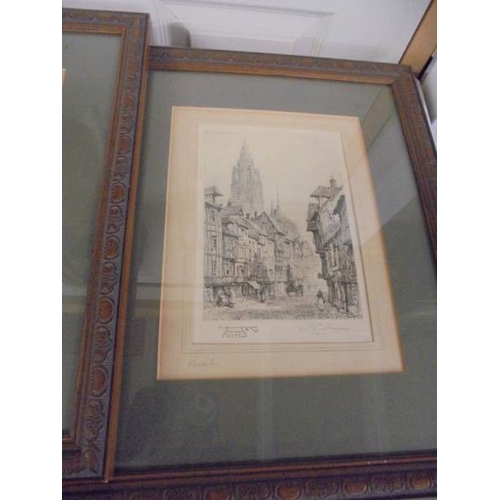 1553 - Three framed and glazed 19th century engravings of street scenes.