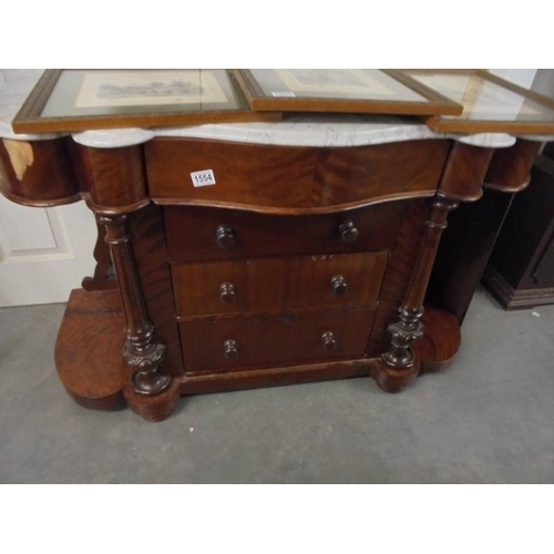 1554 - An unusual Victorian mahogany marble top washstand with drawer base a/f