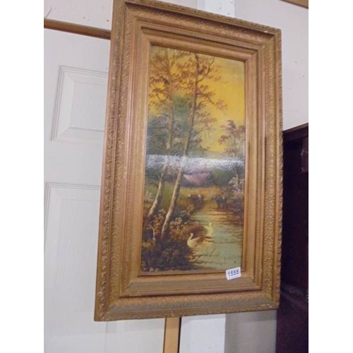 1555 - A gilt framed oil on canvas signed T Williams.