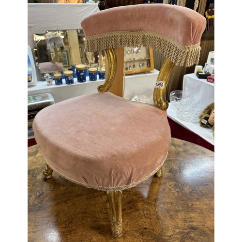 1580 - An early 20th century French salon chair with pink fabric & tassels