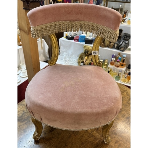 1580 - An early 20th century French salon chair with pink fabric & tassels