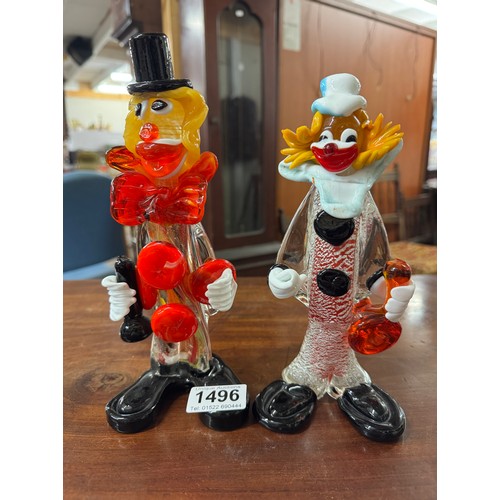 1496 - A pair of Murano glass clowns.