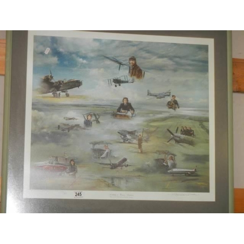 245 - A framed and glazed limited edition print entitled 'A Tribute to Women in Aviation', 106/300.