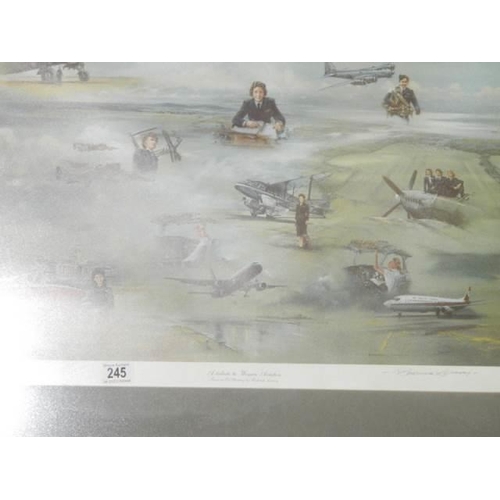 245 - A framed and glazed limited edition print entitled 'A Tribute to Women in Aviation', 106/300.