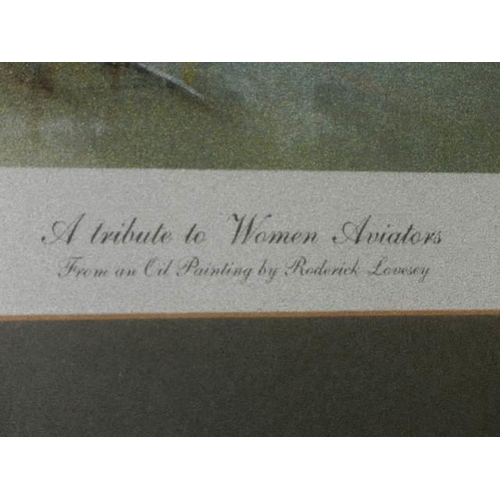 245 - A framed and glazed limited edition print entitled 'A Tribute to Women in Aviation', 106/300.