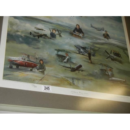 245 - A framed and glazed limited edition print entitled 'A Tribute to Women in Aviation', 106/300.