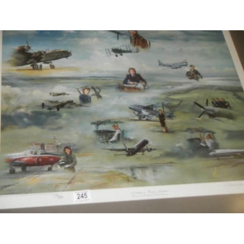 245 - A framed and glazed limited edition print entitled 'A Tribute to Women in Aviation', 106/300.