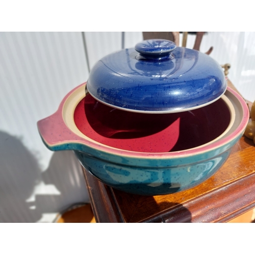 379 - A colourful Denby bowl & A fox garden light