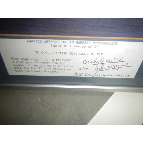 33 - A framed & glazed signed Harrier print and a quantity of unframed aeronautical prints