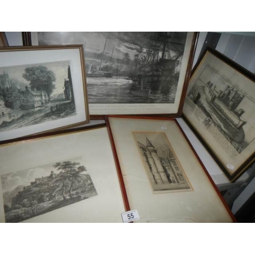 55 - 6 engravings including 'The Funeral Procession of Queen Victoria' all framed and glazed.