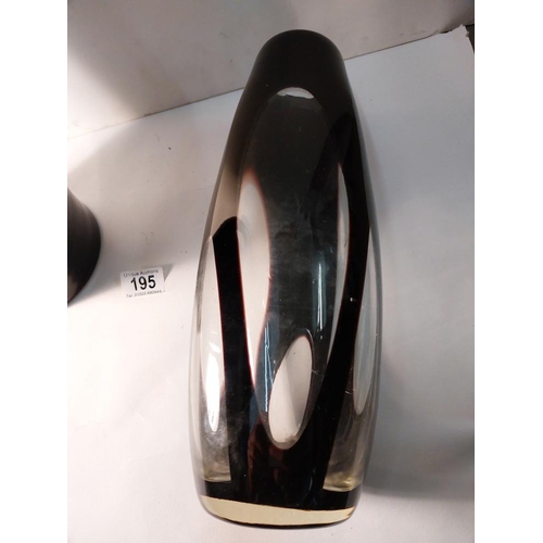 195 - 2 Rare vintage black Murano vases