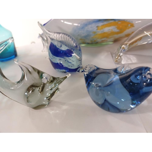 199 - A large Polish glass dish, Caithness dolphin & a quantity of Chinese glass.