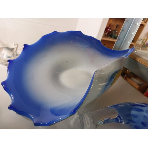 199 - A large Polish glass dish, Caithness dolphin & a quantity of Chinese glass.