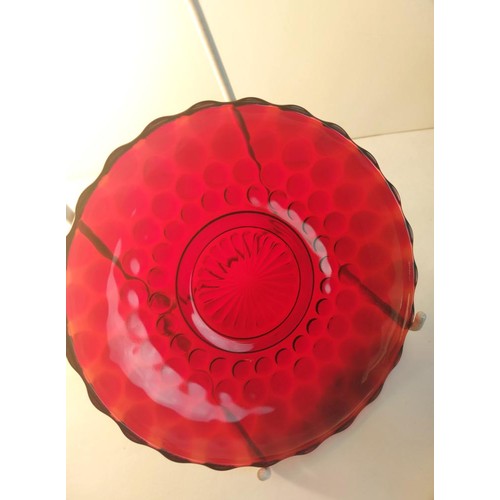 208 - A Rorstrand Sweden ruby jug and 5 ruby / red glasses